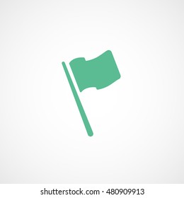 Flag Green Flat Icon On White Background