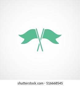 Flag Green Flat Icon On White Background