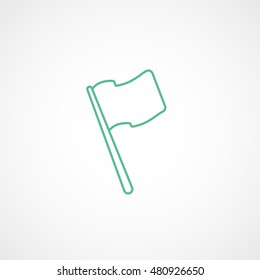 Flag Green Line Icon On White Background