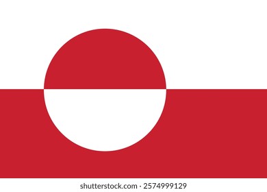 Flag of Greenland - autonomous territory of the Kingdom of Denmark. Vector illustration.