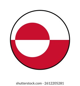 Flag of Greenland. Black edge. Greenland circle flag logo icon computer vector illustration design.