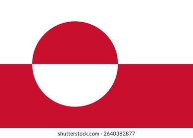 Flag of Greenland. The bold colors and circular design represent the island identity and culture, captivating viewers nearby.
