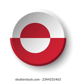 Flag of Greenland. Button flag icon. Standard color. Circle icon flag. 3d illustration. Computer illustration. Digital illustration. Vector illustration.