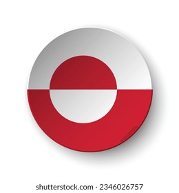 Flag of Greenland. Button flag icon. Standard color. Circle icon flag. 3d illustration. Computer illustration. Digital illustration. Vector illustration.