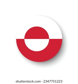 Flag of Greenland. Button flag icon. Standard color. Circle icon flag. 3d illustration. Computer illustration. Digital illustration. Vector illustration.