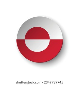 Flag of Greenland. Button flag icon. Standard color. Circle icon flag. 3d illustration. Computer illustration. Digital illustration. Vector illustration.