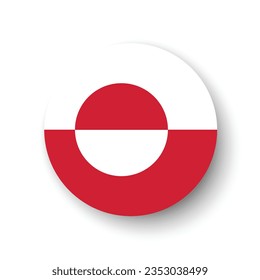 Flag of Greenland. Button flag icon. Standard color. Circle icon flag. 3d illustration. Computer illustration. Digital illustration. Vector illustration.