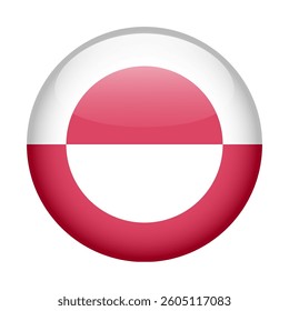 flag of Greenland, button round glossy icon