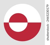Flag of Greenland. Greenland circle flag. Flag icon. Standard color. Round flag. Computer illustration. Digital illustration. Vector illustration.