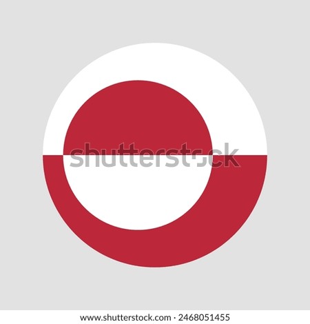 Flag of Greenland. Greenland circle flag. Flag icon. Standard color. Round flag. Computer illustration. Digital illustration. Vector illustration.