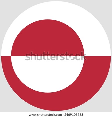 Flag of Greenland. Greenland circle flag. Flag icon. Standard color. Round flag. Computer illustration. Digital illustration. Vector illustration.