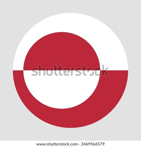 Flag of Greenland. Greenland circle flag. Flag icon. Standard color. Round flag. Computer illustration. Digital illustration. Vector illustration.