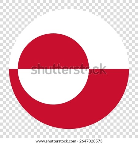 Flag of Greenland. Greenland circle flag logo icon computer vector illustration design. Transparent checkerboard background.