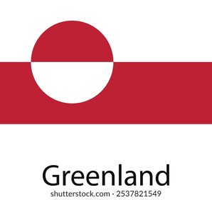 The flag of Greenland, a Danish autonomous territory, featuring a red disk on a white background, symbolizing the sun over the ice.