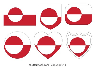 Flagge Grönlands in Design-Form Set . Grönländische Flagge mit Designform 
