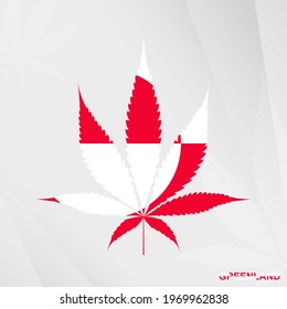 Flag of Greenland in Marijuana leaf shape. The concept of legalization Cannabis in Greenland. Medical cannabis illustration.
