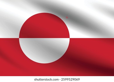 Flag of Greenland. Greenland flag official colors and proportion digital vector illustration. Wavy flag.