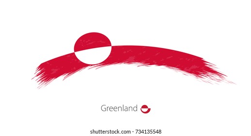 Flag of Greenland in rounded grunge brush stroke. Vector illustration.