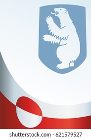 Flag of Greenland, template for the award, official document with the flag and the symbol of Greenland