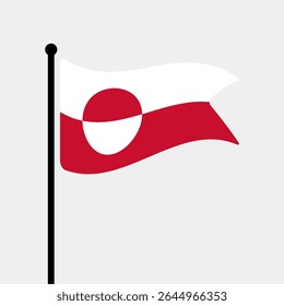 Bandeira da Gronelândia. Design de ícone de ilustração de vetor da bandeira da Groenlândia. Bandeira de mastro flutuante.
