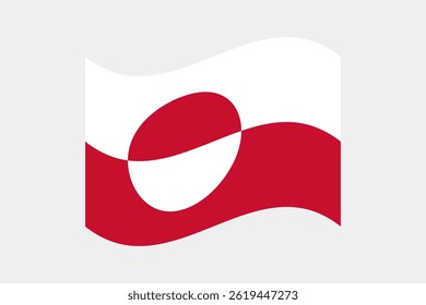Flag of Greenland. Greenland wavy flag digital vector illustration.