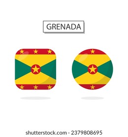 Flag of Grenada 2 Shapes icon 3D cartoon style.