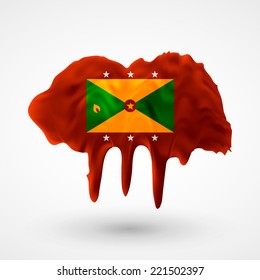  Flag of Grenada Blot with paint streaks with the national colors. Independence Day. Banner Pennon Pennant Background Stock Vector Icon Image Picture Illustration Printed material Logo 