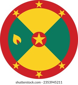 La bandera de Granada. Icono de indicador de botón. Color estándar. Indicador de icono de círculo. 3 quinquies ilustración. Ilustración del equipo. Ilustración digital. Ilustración vectorial.