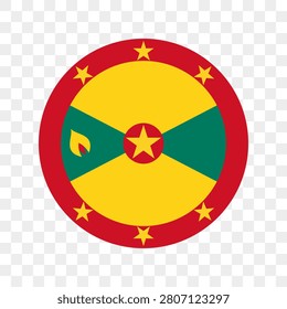 Flag of Grenada. Grenada circle flag logo icon computer vector illustration design. Transparent checkerboard background.
