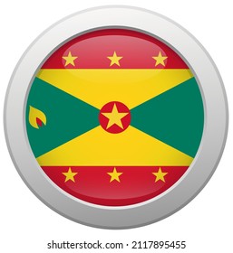 Flag of Grenada  in a circle, national colors, vector illustration.