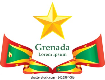 Flag of Grenada, Grenada is a country in the West Indies, Island of Spice. Template for award design, an official document with the flag of Grenada. Bright, colorful vector illustration.