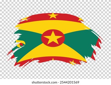 Flag of Grenada with distressed paint stroke brush effect on isolated background