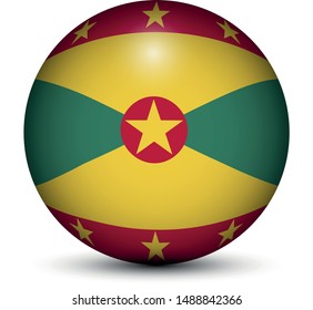 Flag of Grenada in the form of a ball isolated on white background.