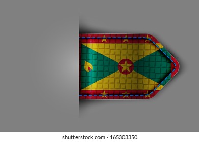 Flag of Grenada in the form of a glossy textured label or bookmark. Vector illustration.