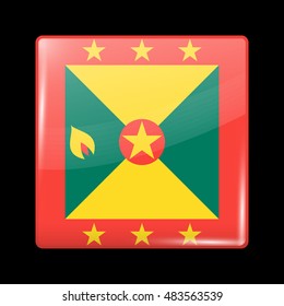Flag of Grenada. Glossy Icon Square Shape. This is File from the Collection Flags of North America