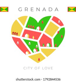 Bandera de Granada con un paisaje en forma de corazón: Ilustración vectorial