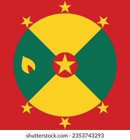 The flag of Grenada. Flag icon. Standard color. A square flag. Computer illustration. Digital illustration. Vector illustration.