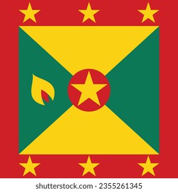 The flag of Grenada. Flag icon. Standard color. A square flag. Computer illustration. Digital illustration. Vector illustration.