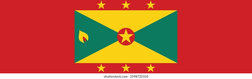 Flag of Grenada. Grenada flag long banner digital vector illustration