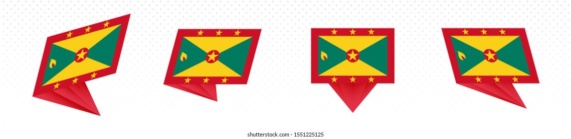 Flag of Grenada in modern abstract design, vector flag set.