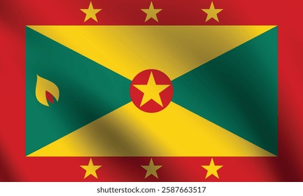 Flag of Grenada. Grenada flag official colors and proportion digital vector illustration. Waving flag.