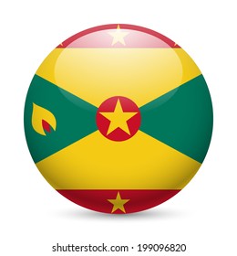 Flag of Grenada as round glossy icon. Button with Grenadian flag