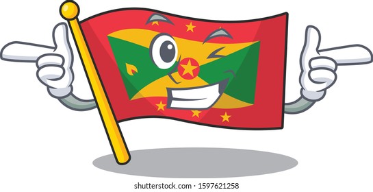 Flag grenada Scroll mascot cartoon design with Wink eye