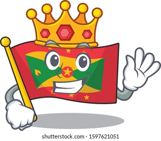 Flag grenada Scroll A stylized of King on cartoon character design