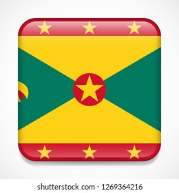 Flag of Grenada. Square glossy badge