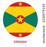 Flag Of Grenada, Grenada flag vector illustration, Grenada flag in a circle.