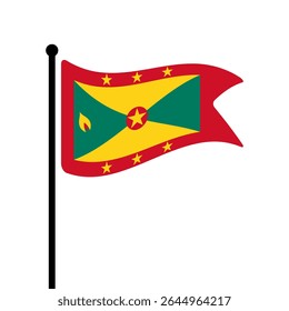 Bandeira de Granada. Bandeira de Granada vetor ilustração ícone design. Bandeira de mastro flutuante.