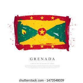 Flag of Grenada. Vector illustration on a white background. Brush strokes are drawn by hand. Independence Day.