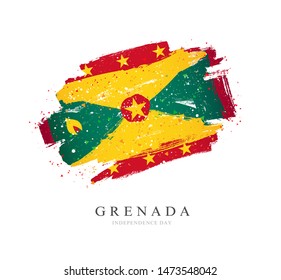 Flag of Grenada. Vector illustration on a white background. Brush strokes are drawn by hand. Independence Day.