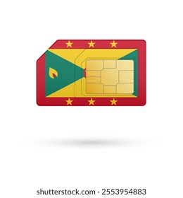 Flag of Grenada. Vector illustration of SIM Card with flag on white background